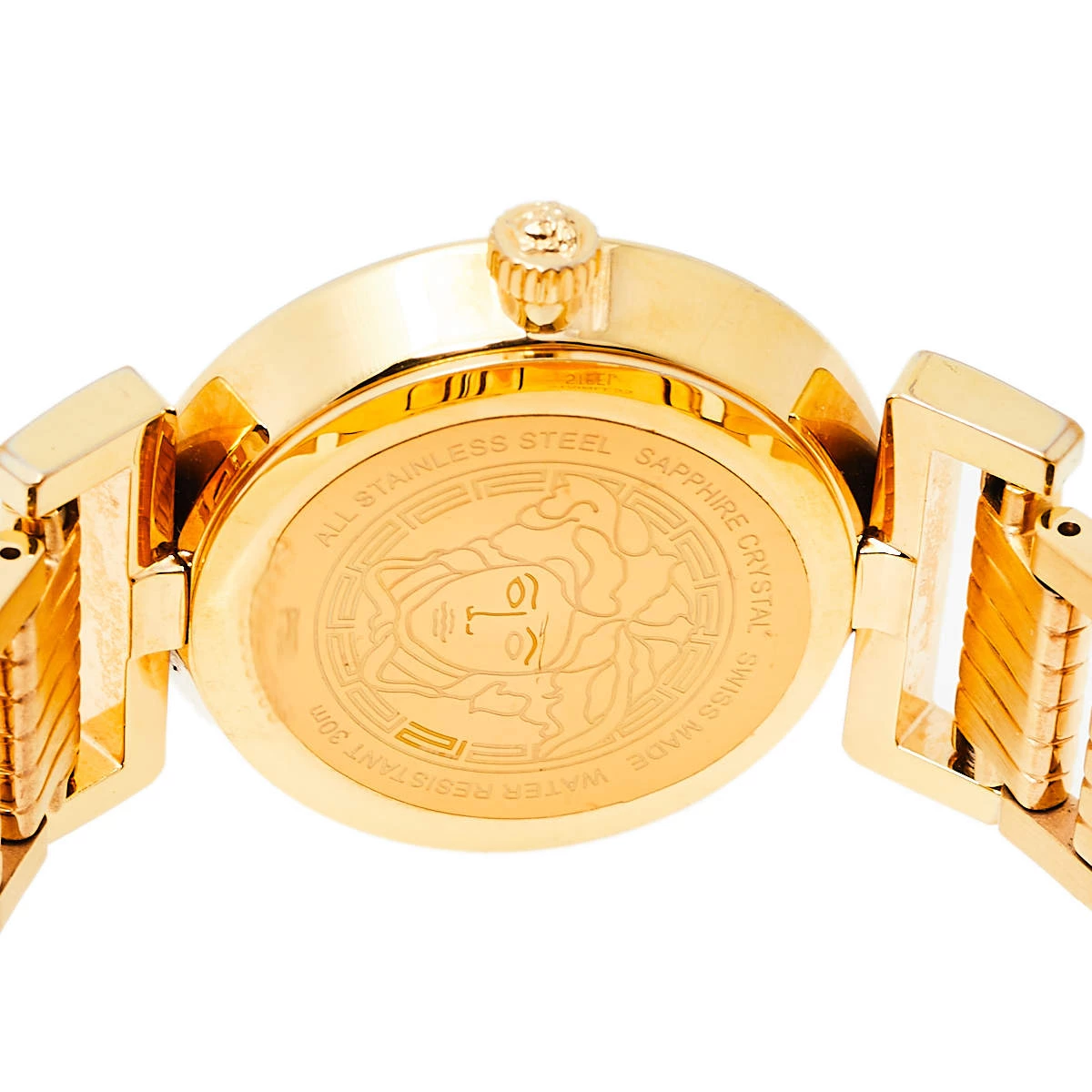 Versace Opaline White Yellow Gold Tone Stainless Steel Vanity P5Q Women's Wristwatch 35 Mm For Women - Image 4