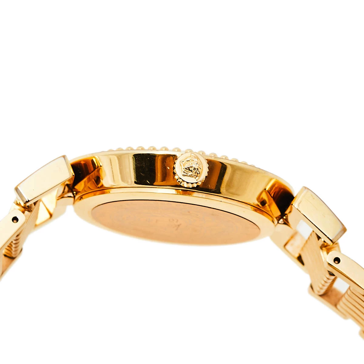 Versace Opaline White Yellow Gold Tone Stainless Steel Vanity P5Q Women's Wristwatch 35 Mm For Women - Image 6