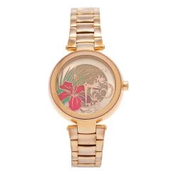 Versace Gold Tone Stainless Steel Mystique Hibiscus I9Q80D2HI-S080 Women's Wristwatch 38 Mm For Women