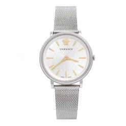Versace Silver Stainless Steel V-Circle VRSCVBP050017 Women's Wristwatch 38 Mm For Women