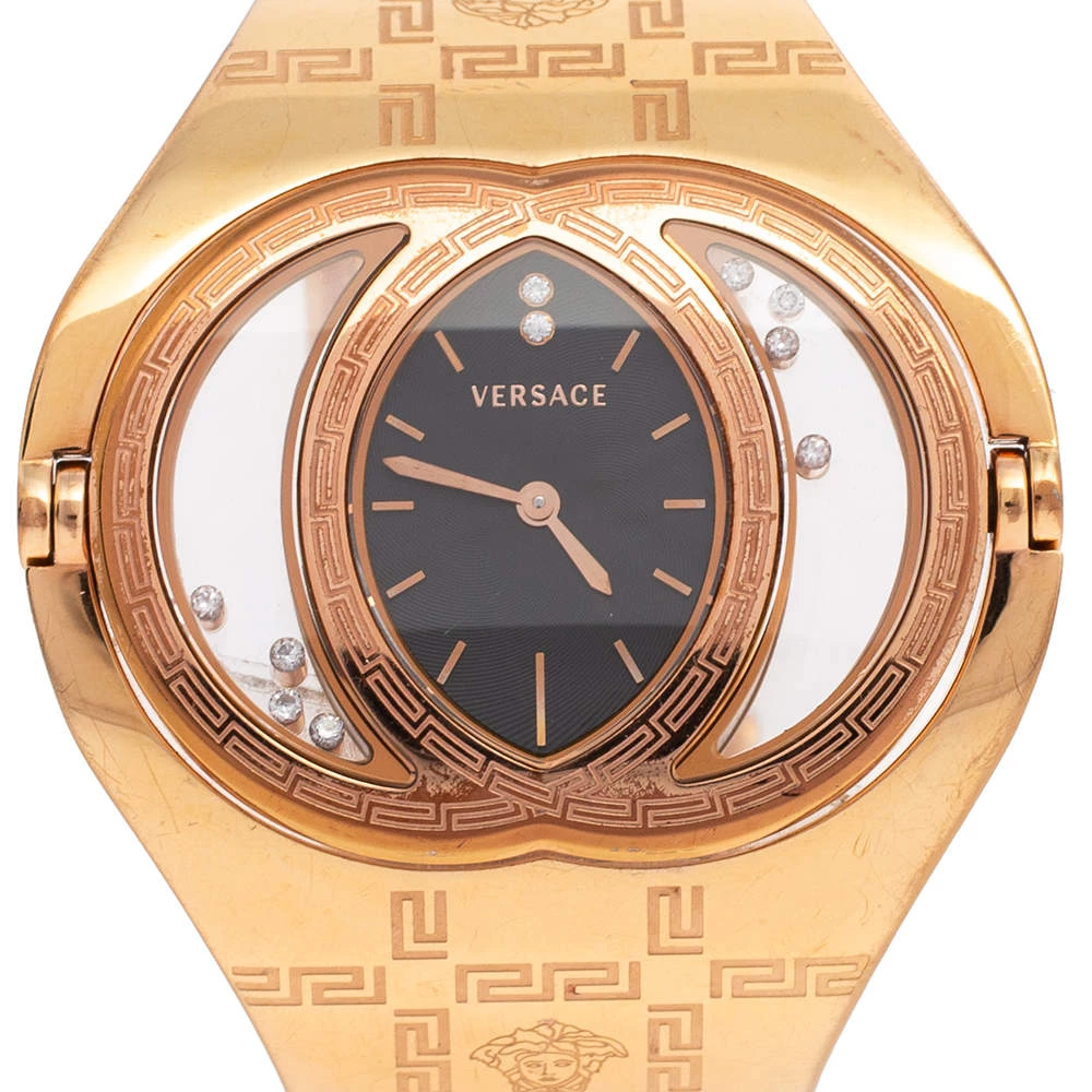 Versace Black Rose Gold Plated Stainless Steel Eclissi 73Q Women's Wristwatch 39 Mm For Women - Image 3