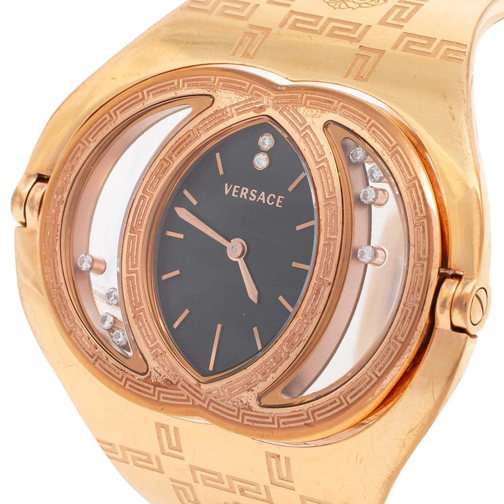 Versace Black Rose Gold Plated Stainless Steel Eclissi 73Q Women's Wristwatch 39 Mm For Women - Image 2