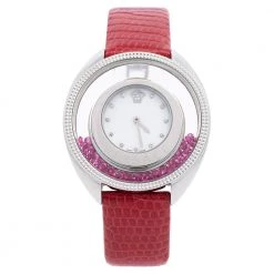 Versace Mother Of Pearl Stainless Steel Leather Destiny Spirit 86Q Women's Wristwatch 40 Mm For Women