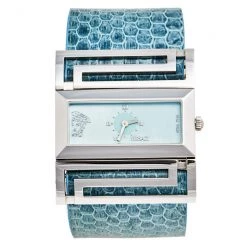 Versace Blue Mother Of Pearl Stainless Steel Stainless Steel Snakeskin Leather Beauville VSQ99 Women's Wristwatch 38 Mm For Women