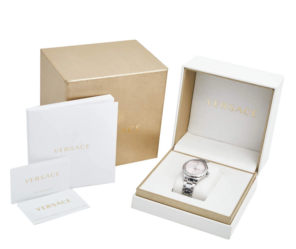 Versace Pink Stainless Steel Hellenyium V12010015 Women's Wristwatch 35 Mm For Women - Image 9