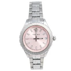 Versace Pink Stainless Steel Hellenyium V12010015 Women's Wristwatch 35 Mm For Women