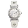 Versace Silver White Stainless Steel Leather Vanity P5Q Women's Wristwatch 35 Mm For Women
