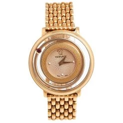 Versace Rose Gold Stainless Steel Venus VFH050013 Women's Wristwatch 39 Mm For Women