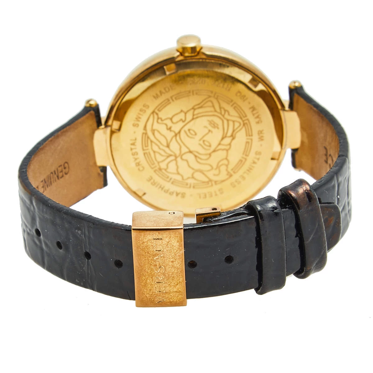Versace Gold Plated Stainless Steel Leather Mystique Hibiscus I9Q80D2HIS009 Women's Wristwatch 38 Mm For Women - Image 5