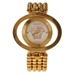 Versace White Gold-Plated Stainless Steel Eon Ellipse Women's Wristwatch 40MM For Women