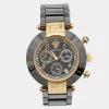 Versace Black Ceramic And Gold Plated Steel Chronograph Reve 95C Women's Wristwatch 40 Mm For Women