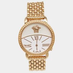 Versace White Gold Plated Stainless Steel Krios 93Q Women's Wristwatch 38 Mm For Women