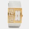 Versace White Gold Tone Stainless Steel V-Greca 64Q Women's Wristwatch 36 Mm For Women