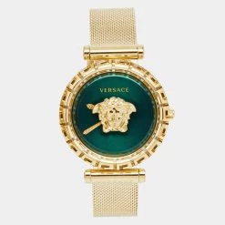 Versace Green Gold Plated Stainless Steel Pallazo Empire VEDV00819 Women's Wristwatch 37 Mm For Women