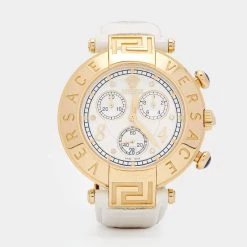 Versace Mother Of Pearl Gold Plated Stainless Steel Leather Aion 68C Women's Wristwatch 40 Mm For Women