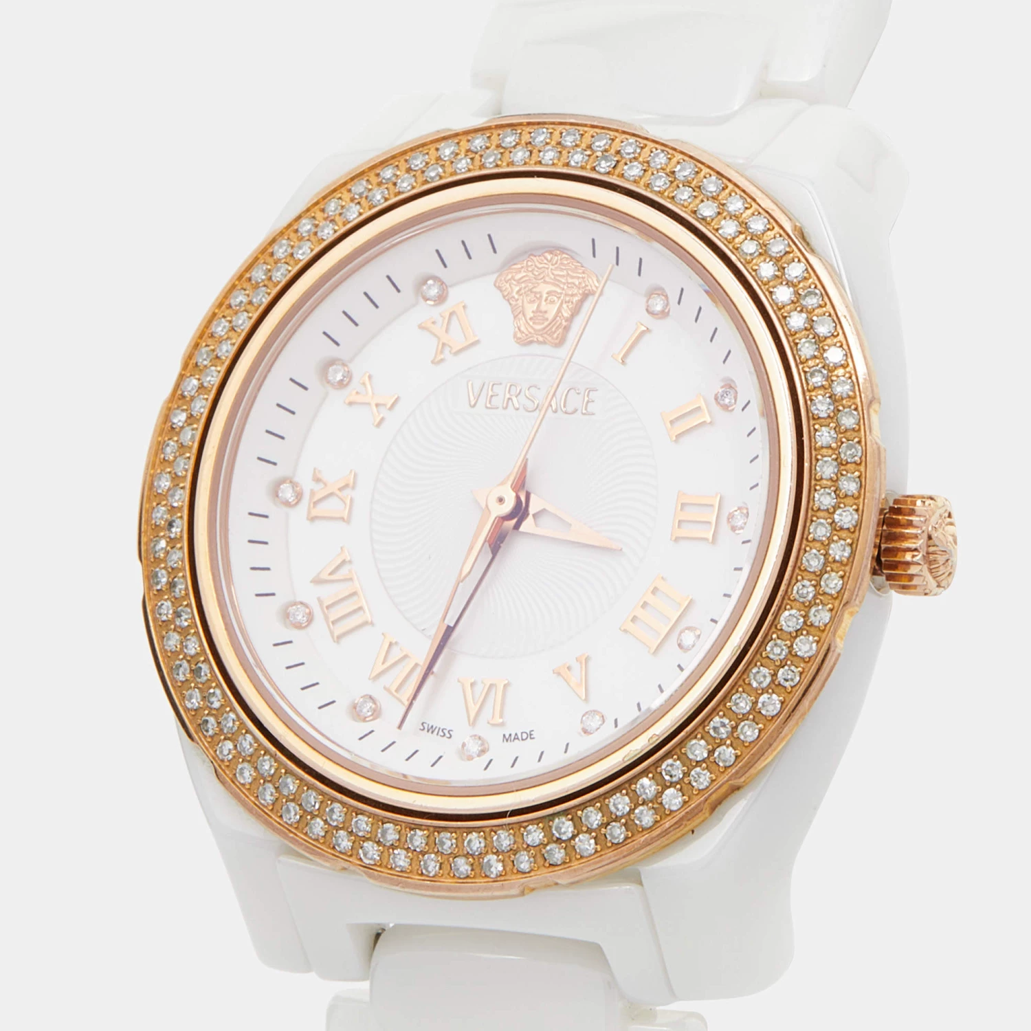Versace White Mother Of Pearl Ceramic Diamond DV One 63QCP11 Women's Wristwatch 35 Mm For Women - Image 2
