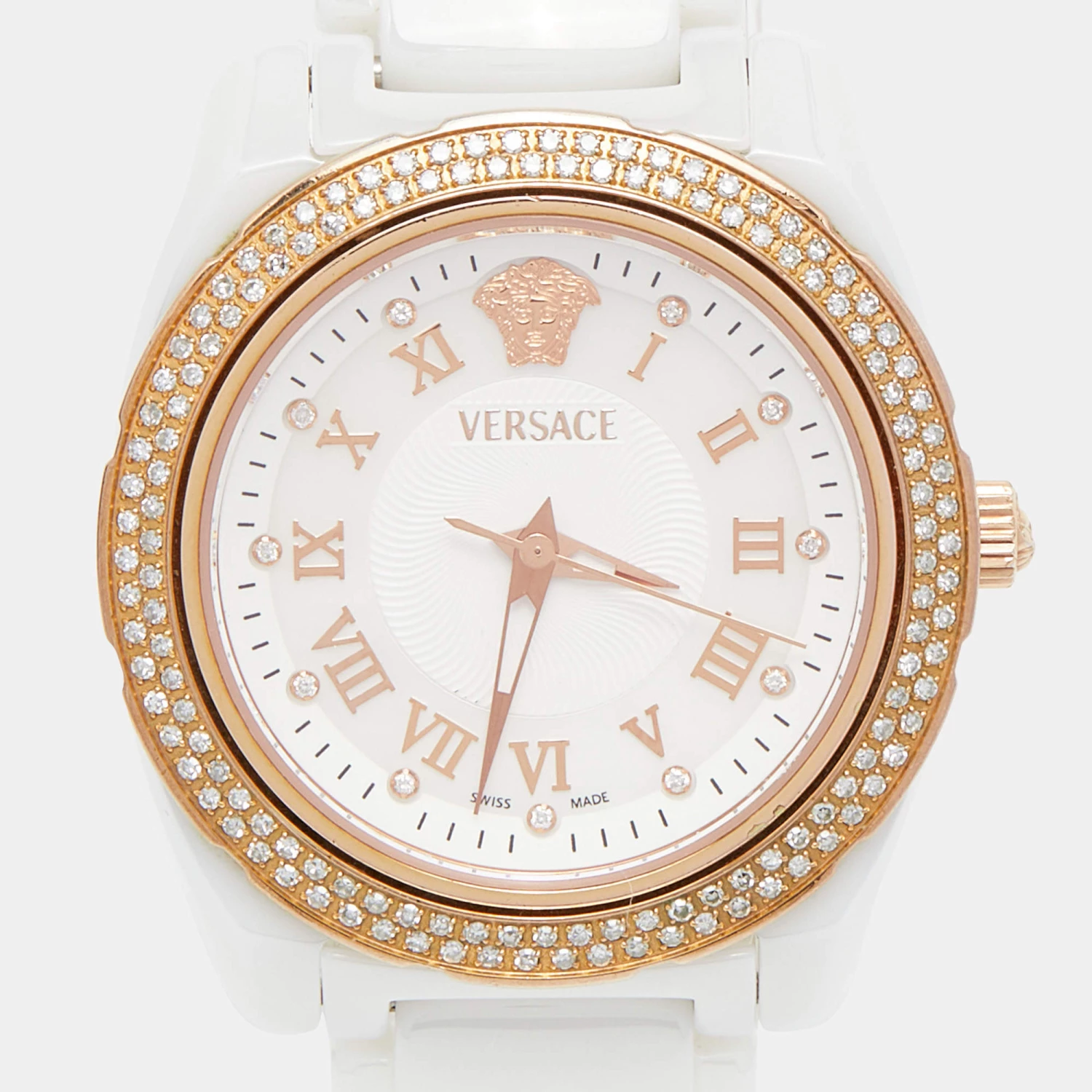Versace White Mother Of Pearl Ceramic Diamond DV One 63QCP11 Women's Wristwatch 35 Mm For Women - Image 3